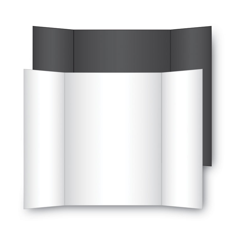 Eco Brites Two Cool Tri-Fold Poster Board, 36 x 48, Black/White, 6/Carton (GEO27135)