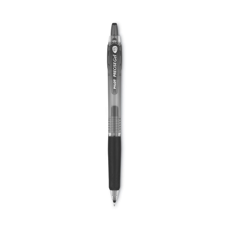 Pilot Precise Gel BeGreen Gel Pen, Retractable, Fine 0.7 mm, Black Ink, Smoke Barrel, Dozen (PIL15001)