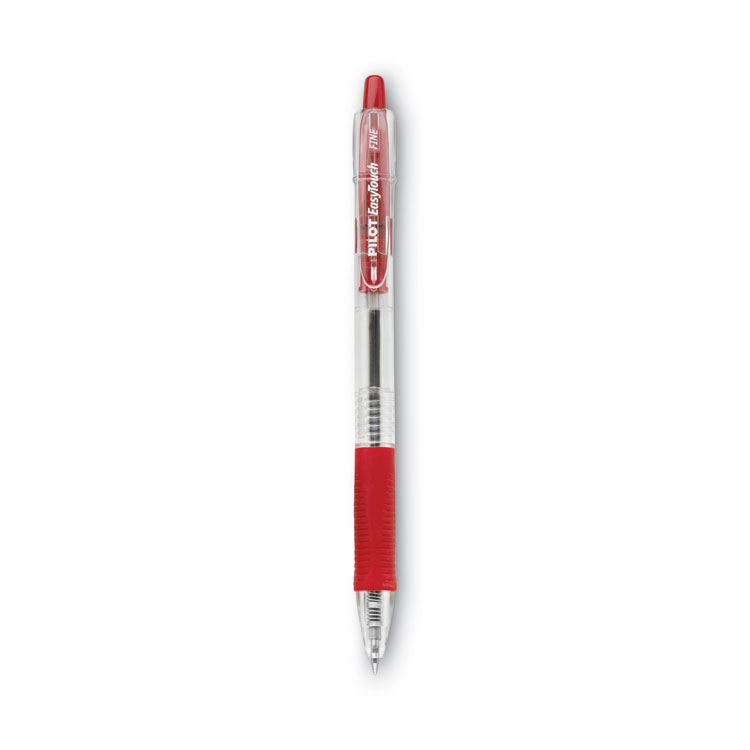 Pilot EasyTouch Ballpoint Pen, Retractable, Fine 0.7 mm, Red Ink, Clear Barrel, Dozen (PIL32212)
