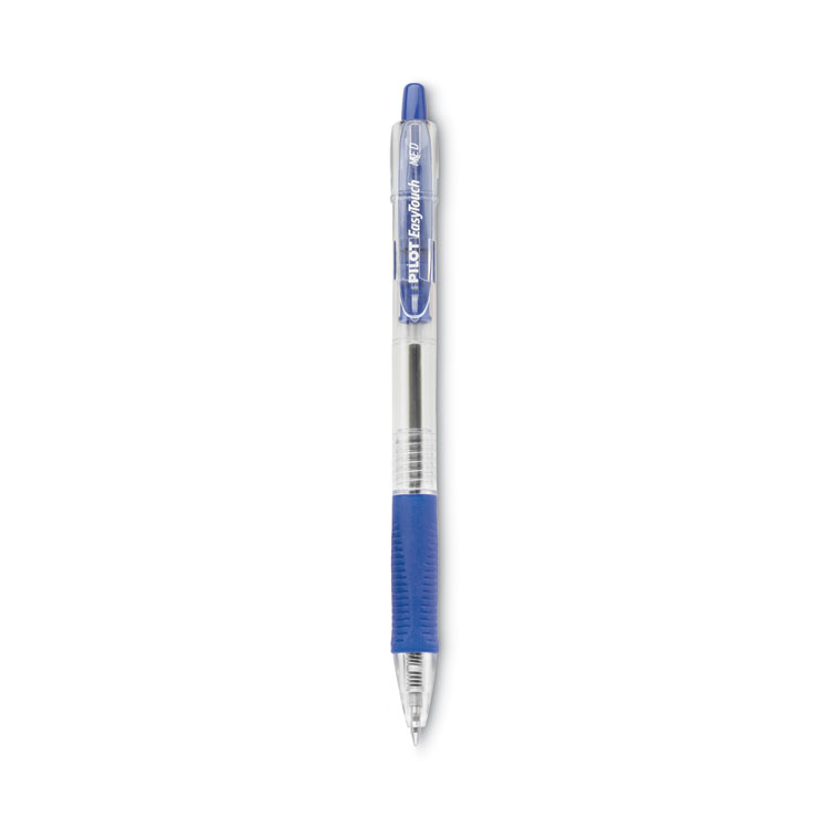 Pilot EasyTouch Ballpoint Pen, Retractable, Medium 1 mm, Blue Ink, Clear Barrel, Dozen (PIL32221)