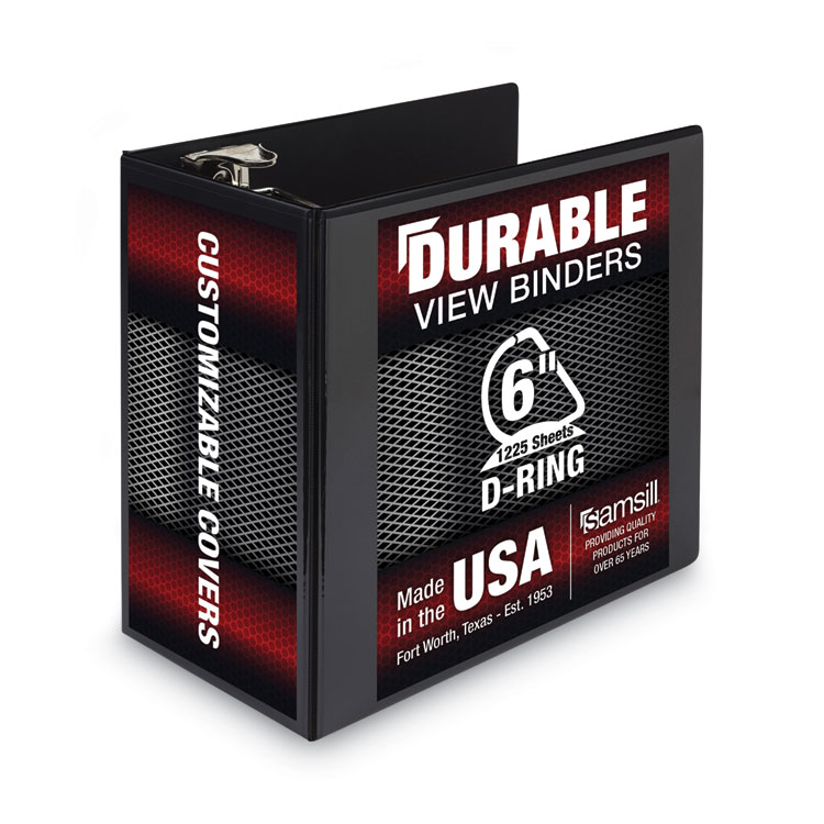 Samsill Nonstick D-Ring View Binder, 3 Rings, 6" Capacity, 11 x 8.5, Black (SAM16420)