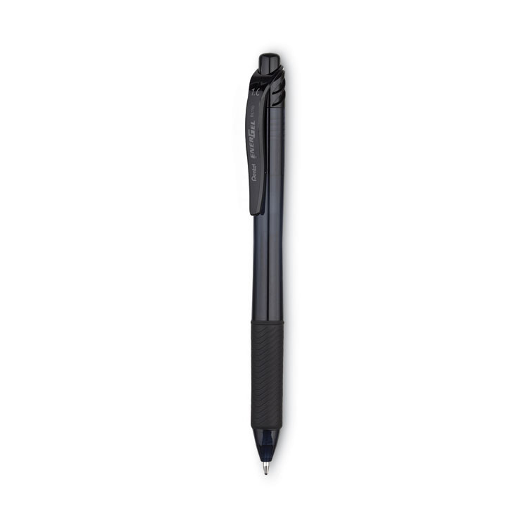 Pentel EnerGel-X Gel Pen, Retractable, Bold 1 mm, Black Ink, Smoke/Black Barrel, Dozen (PENBL110A)