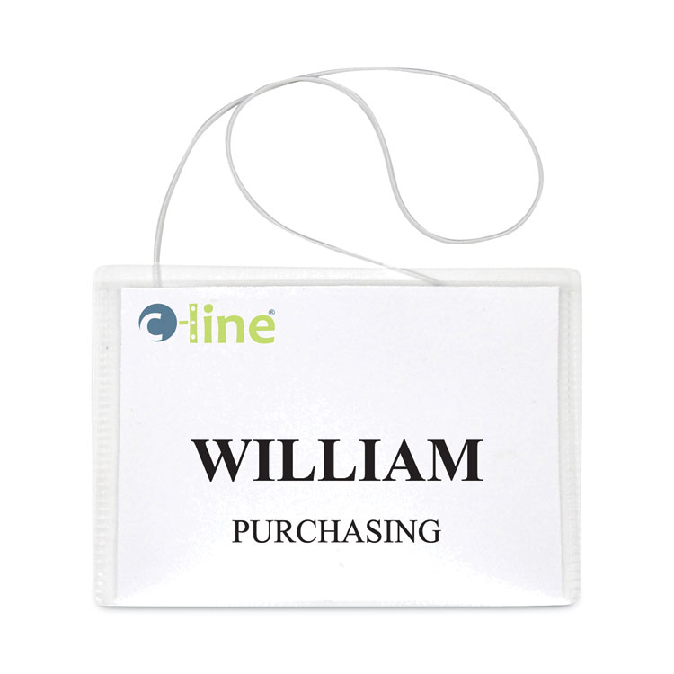 C-Line Name Badge Kits, Top Load, 4 x 3, Clear, Elastic Cord, 50/Box (CLI96043)
