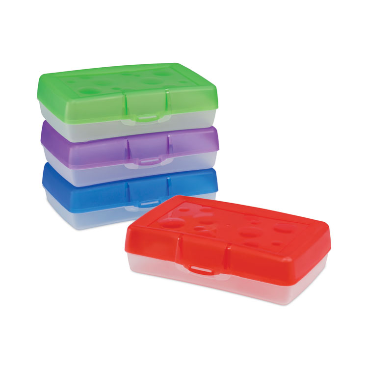 Storex Pencil Box, 8.38 x 5.63 x 2.5, Randomly Assorted Colors (STX61605U12C)