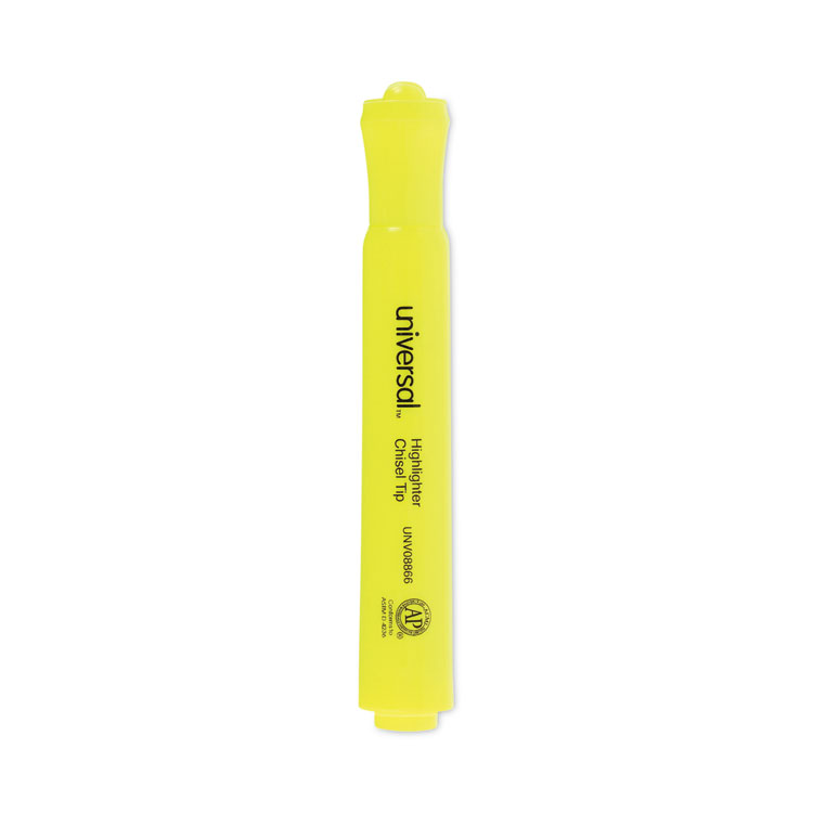 Universal Desk Highlighter Value Pack, Fluorescent Yellow Ink, Chisel Tip, Yellow Barrel, 36/Pack (UNV08866)