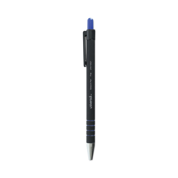 Universal Ballpoint Pen, Retractable, Fine 0.7 mm, Blue Ink, Blue Barrel, Dozen (UNV15521)