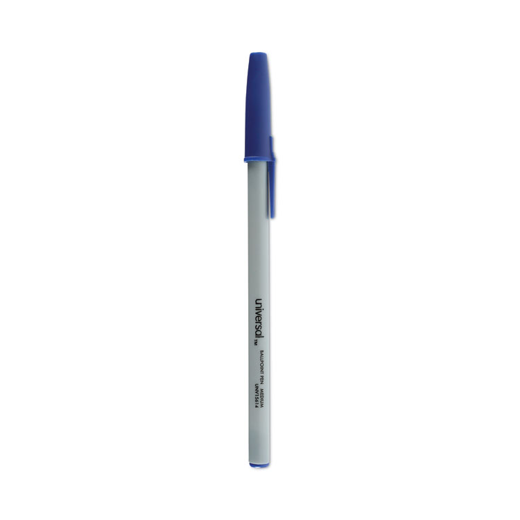 Universal Ballpoint Pen Value Pack, Stick, Medium 1 mm, Blue Ink, Gray/Blue Barrel, 60/Pack (UNV15614)