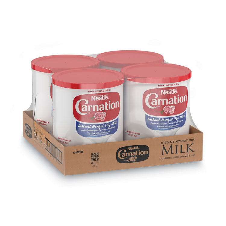 Carnation Instant Nonfat Dry Milk, Unsweetened, 22.75 oz Canister, 4/Carton (NES22928CT)