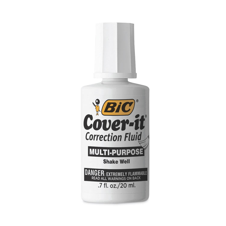 BIC Cover-It Correction Fluid, 20 ml Bottle, White (BICWOC12WE)