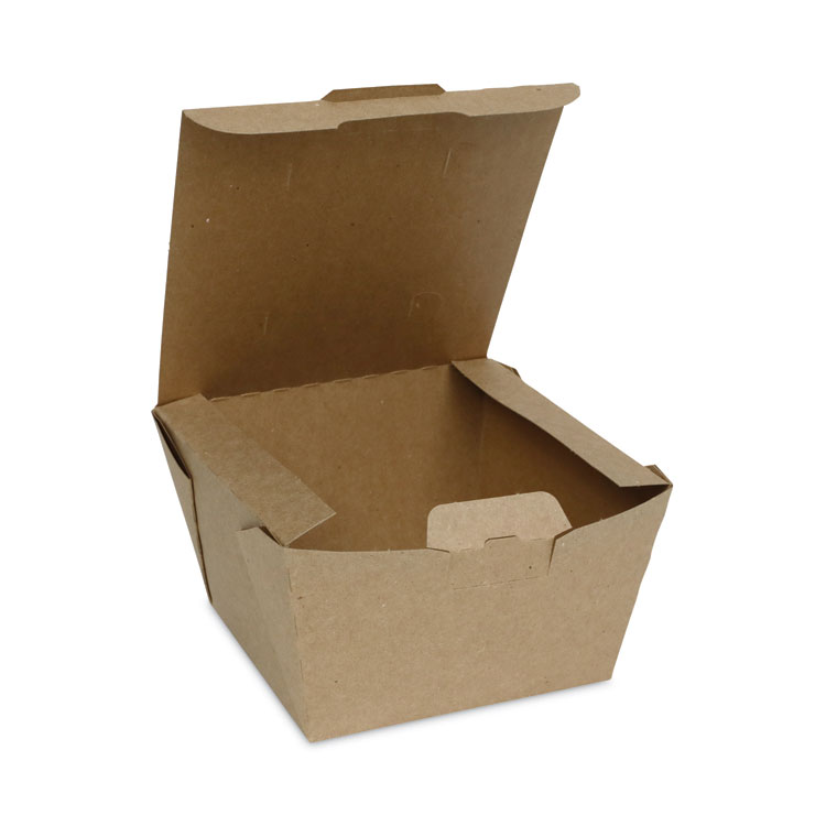 Pactiv Evergreen EarthChoice Tamper Evident OneBox Paper Box, 4.5 x 4.5 x 3.25, Brown, 200/Carton (PCTNOB08KECTE)