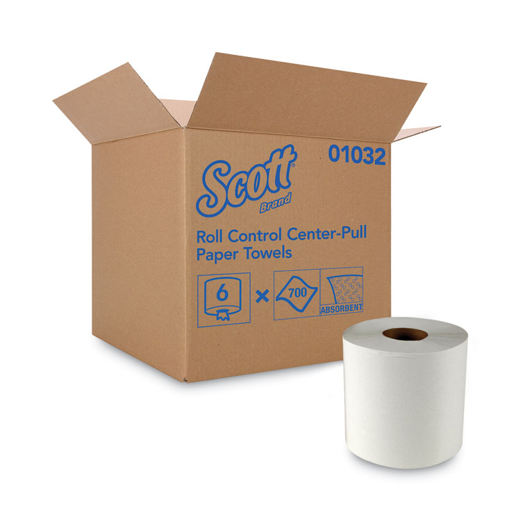 Scott Essential Roll Center-Pull Towels, 1-Ply, 8 x 12, White, 700/Roll, 6 Rolls/Carton (KCC01032)