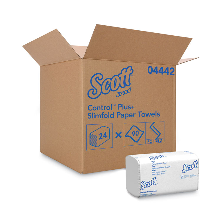Scott Slimfold Towels, 1-Ply, 7.5 x 11.6, White, 90/Pack, 24 Packs/Carton (KCC04442)
