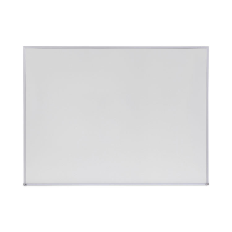 Universal Melamine Dry Erase Board with Aluminum Frame, 48" x 36", White Surface, Anodized Aluminum Frame (UNV43624)