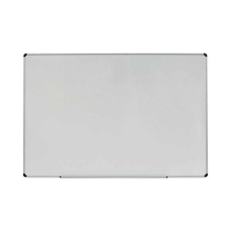 Universal Modern Melamine Dry Erase Board with Aluminum Frame, 72" x 48", White Surface, Satin Aluminum Frame (UNV43725)