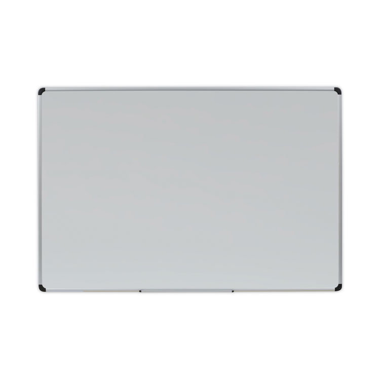 Universal Deluxe Porcelain Magnetic Dry Erase Board, 72" x 48", White Surface, Silver/Black Aluminum Frame (UNV43843)