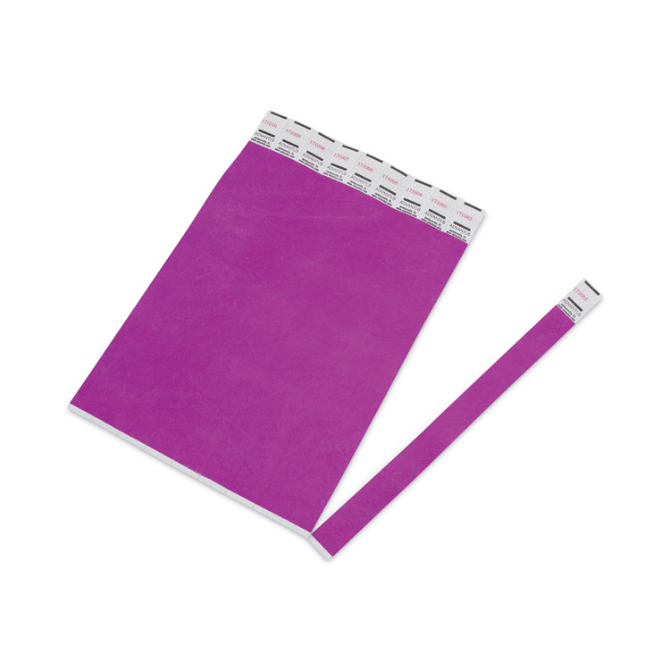 Advantus Crowd Management Wristbands, Sequentially Numbered, 9.75" x 0.75", Purple, 100/Pack (AVT75440)