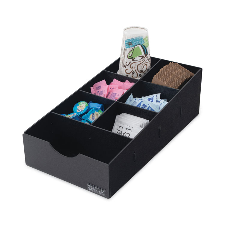 Vertiflex Commercial Grade Condiment Caddy, 7 Compartments, 8.75 x 16 x 5.25, Black (VRTVFCC169)