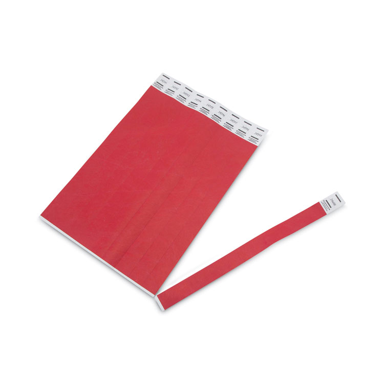Advantus Crowd Management Wristbands, Sequentially Numbered, 10" x 0.75", Red, 100/Pack (AVT75441)