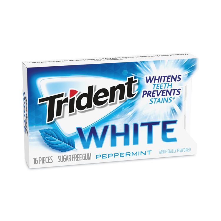 Trident Sugar-Free Gum, White Peppermint,16 Pieces/Pack, 9 Packs/Carton (GRR20902451)