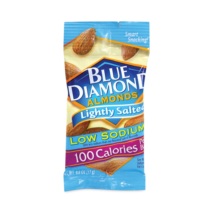 Blue Diamond Low Sodium Lightly Salted Almonds, 1.5 oz Bag, 42 Bags/Carton (GRR22000795)