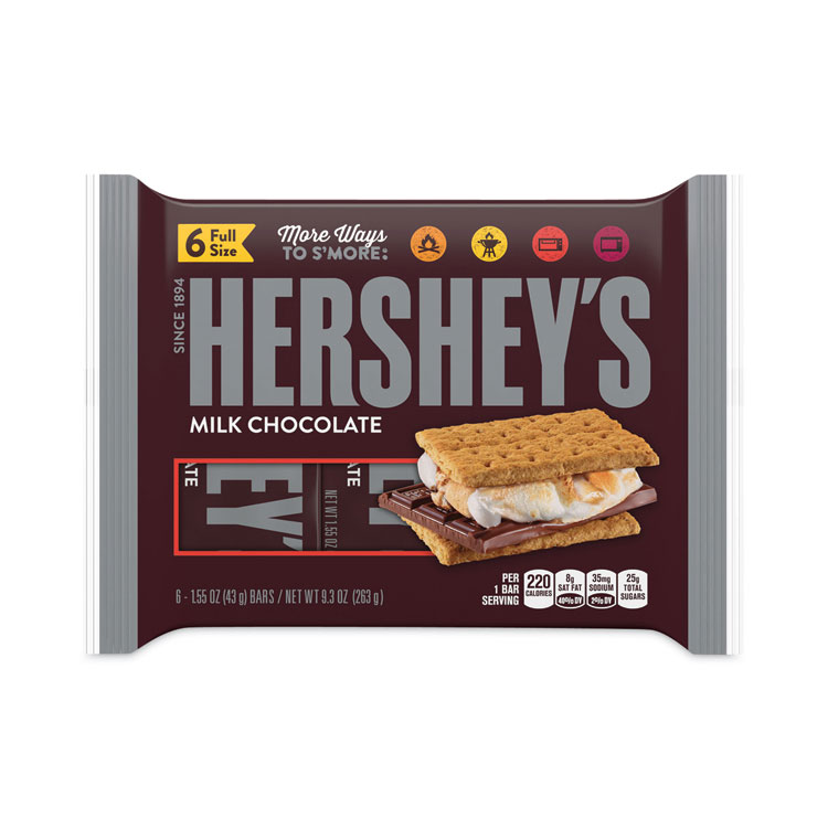 Hershey's Milk Chocolate Bar, 1.55 oz Bar, 6 Bars/Pack, 2 Packs/Box (GRR24601029)