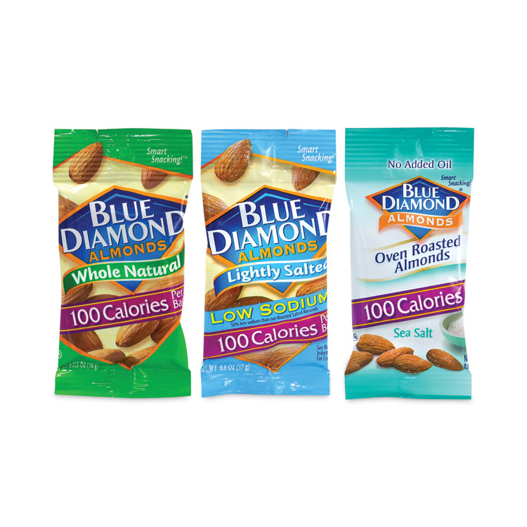 Blue Diamond Almonds Variety Pack, Assorted Flavors, 0.6 oz Pouch, 7 Pouches/Box, 6 Boxes/Carton (GRR22000796)