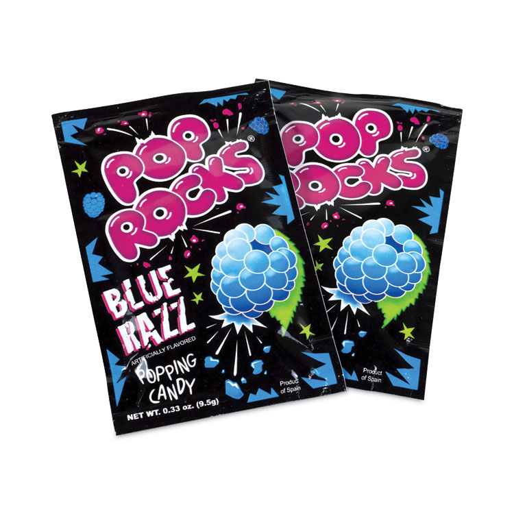 POP ROCKS Sugar Candy, Blue Raspberry, 0.33 oz Pouches, 24/Carton (GRR20900230)