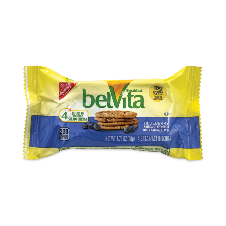 Nabisco belVita Breakfast Biscuits, Blueberry, 1.76 oz Pack, 25 Packs/Carton (GRR22000506)