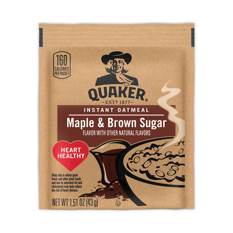 Quaker Instant Oatmeal, Maple and Brown Sugar, 1.51 oz Packet, 40/Carton (GRR22000754)
