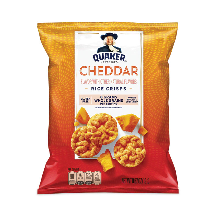 Quaker Rice Crisps, Cheddar Cheese, 0.67 oz Bag, 60 Bags/Carton (GRR29500051)