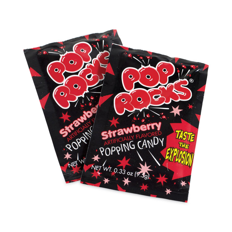 POP ROCKS Sugar Candy,Strawberry, 0.33 oz Pouches, 24/Carton (GRR20900231)