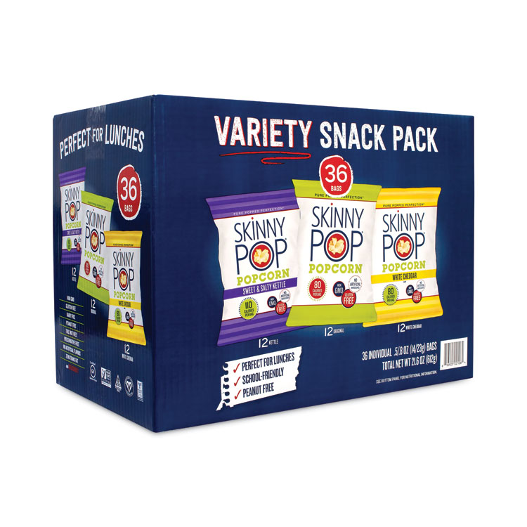 SkinnyPop Popcorn Popcorn Variety Snack Pack, 0.5 oz Bag, 36 Bags/Carton (GRR22001049)