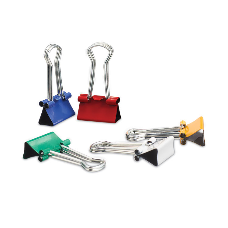 Universal Binder Clips with Storage Tub, Small, Assorted Colors, 40/Pack (UNV31028)