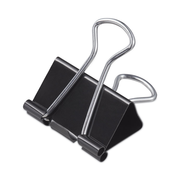 Universal Binder Clips with Storage Tub, Medium, Black/Silver, 24/Pack (UNV11124)