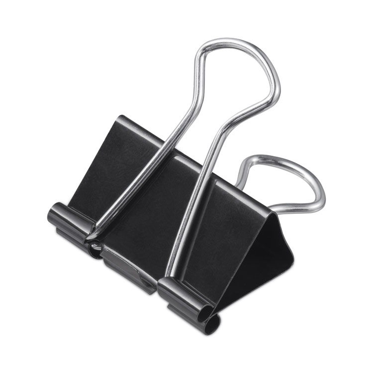 Universal Binder Clips with Storage Tub, Mini, Black/Silver, 60/Pack (UNV11060)