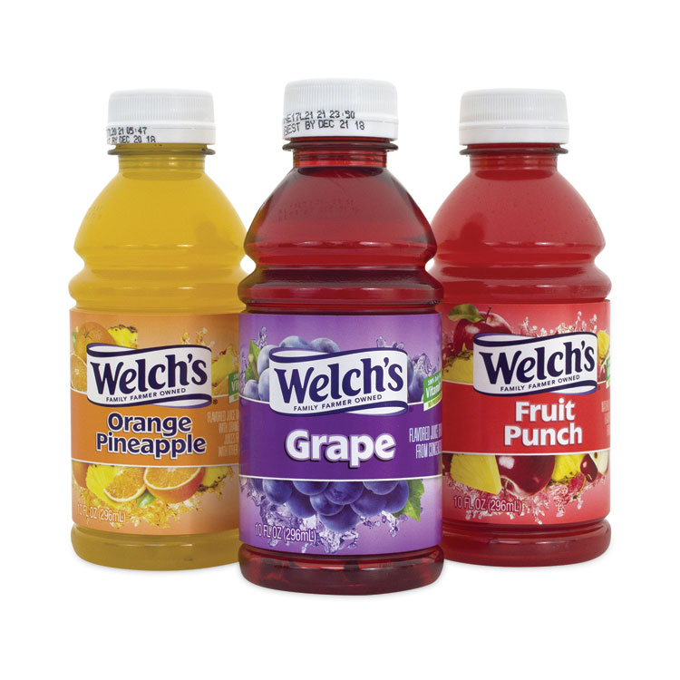 Welch's Fruit Juice Variety Pack, Fruit Punch, Grape, and Orange Pineapple, 10 oz Bottles, 24/Carton (GRR90000105)