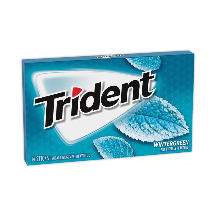 Trident Sugar-Free Gum, Wintergreen, 14 Sticks/Pack, 12 Packs/Carton (GRR30400058)