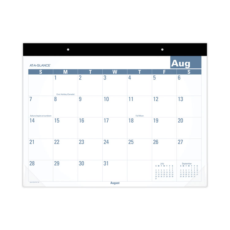 AT-A-GLANCE Academic Large Print Desk Pad, 21.75 x 17, White/Blue Sheets, 12 Month (July to June): 2025 to 2026 (AAGSKLPAY32)