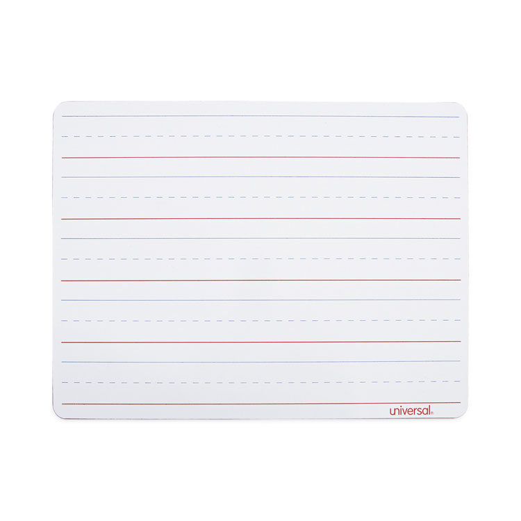 Universal Lap/Learning Dry-Erase Board, Manuscript Penmanship Ruled, 11.75" x 8.75", White Surface, 6/Pack (UNV43911)