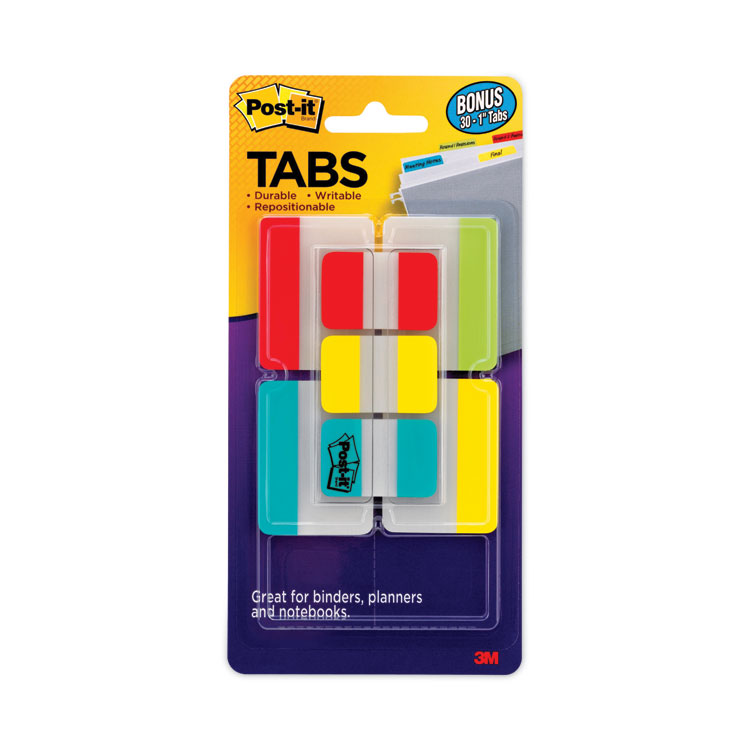 Post-it Tabs Plain Solid Color Tabs Value Pack, (66) 1/5-Cut 1" Wide, (48) 1/3-Cut 2" Wide, Assorted Colors and Sizes, 114/Pack (MMM686VAD2)
