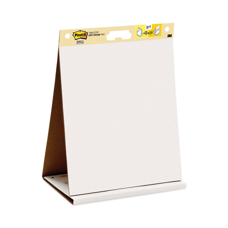Post-it Easel Pads Super Sticky Pad Plus Tabletop Easel Pad with Self-Stick Sheets and Dry Erase Board, Unruled, 20 x 23, White, 20 Sheets (MMM563DE)
