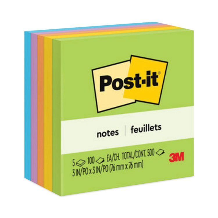 Post-it Notes Original Pads in Floral Fantasy Collection Colors, 3" x 3", 100 Sheets/Pad, 5 Pads/Pack (MMM6545UC)