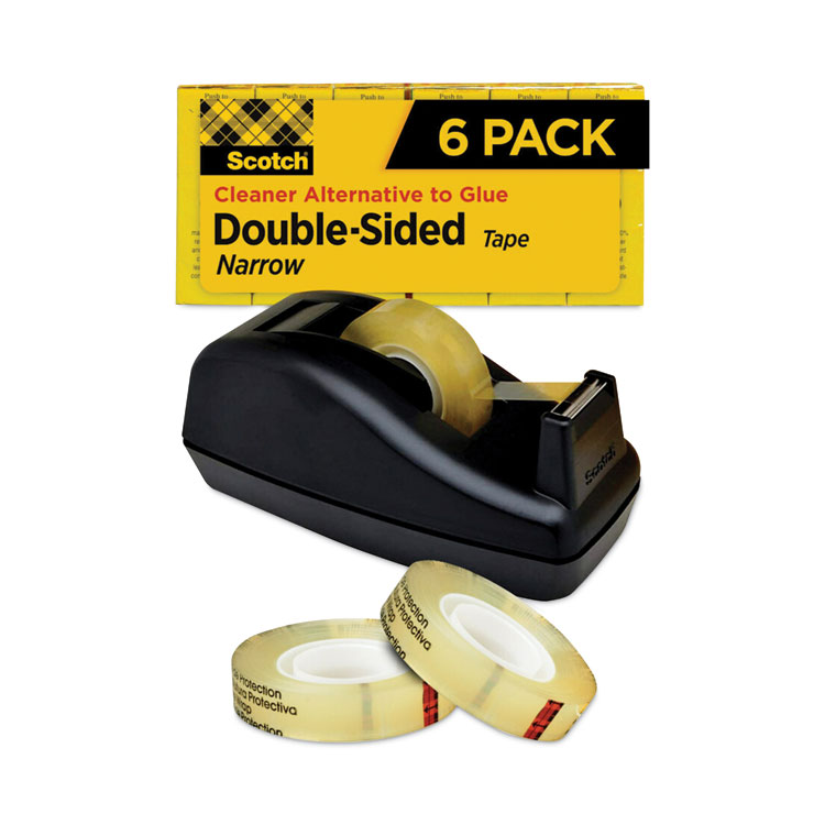 Scotch Double-Sided Tape with Dispenser, 1" Core, 0.5" x 75 ft, Clear, 6/Pack (MMM6656PKC40)