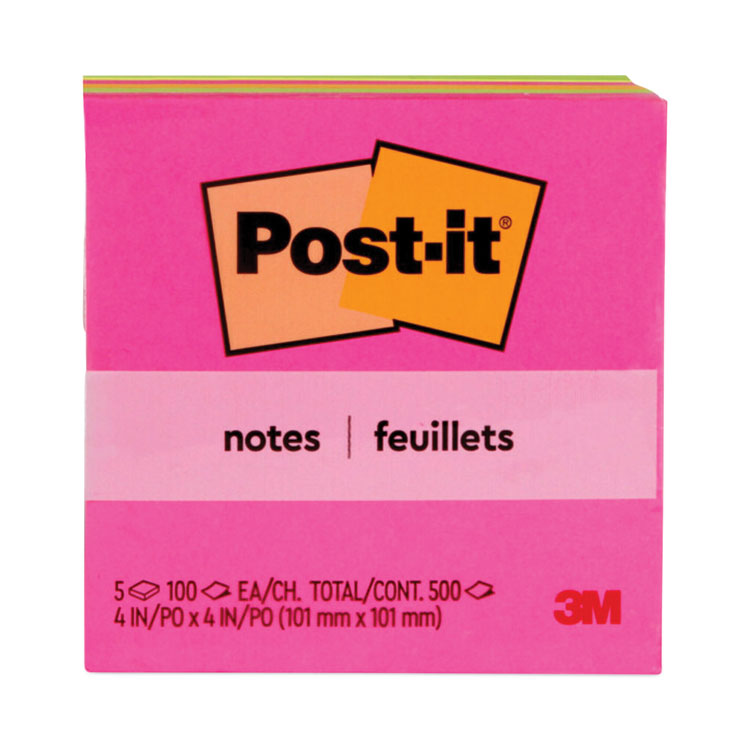 Post-it Notes Original Pads in Poptimistic Collection Colors, 4" x 4", 100 Sheets/Pad, 5 Pads/Pack (MMM6755LAN)
