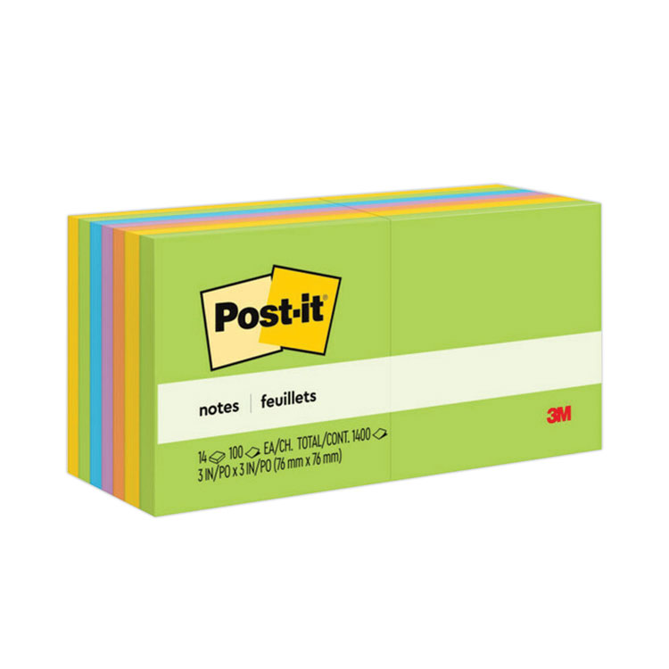 Post-it Notes Original Pads in Floral Fantasy Collection Colors, Value Pack, 3" x 3", 100 Sheets/Pad, 14 Pads/Pack (MMM65414AU)