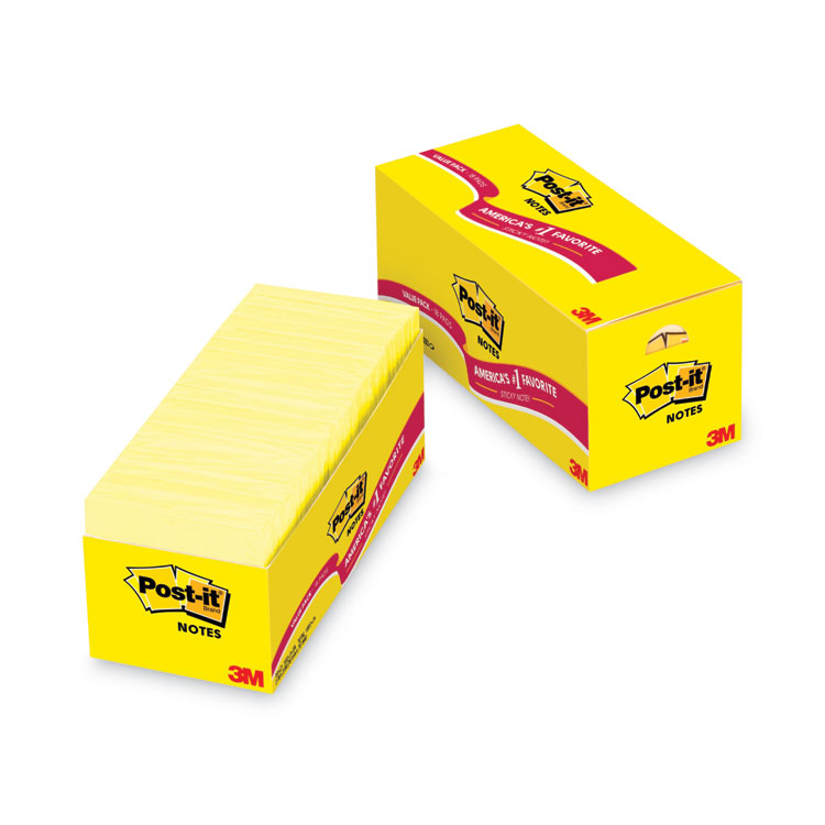 Post-it Notes Original Pads in Canary Yellow, Cabinet Pack, 3" x 3", 90 Sheets/Pad, 18 Pads/Pack (MMM65418CP)