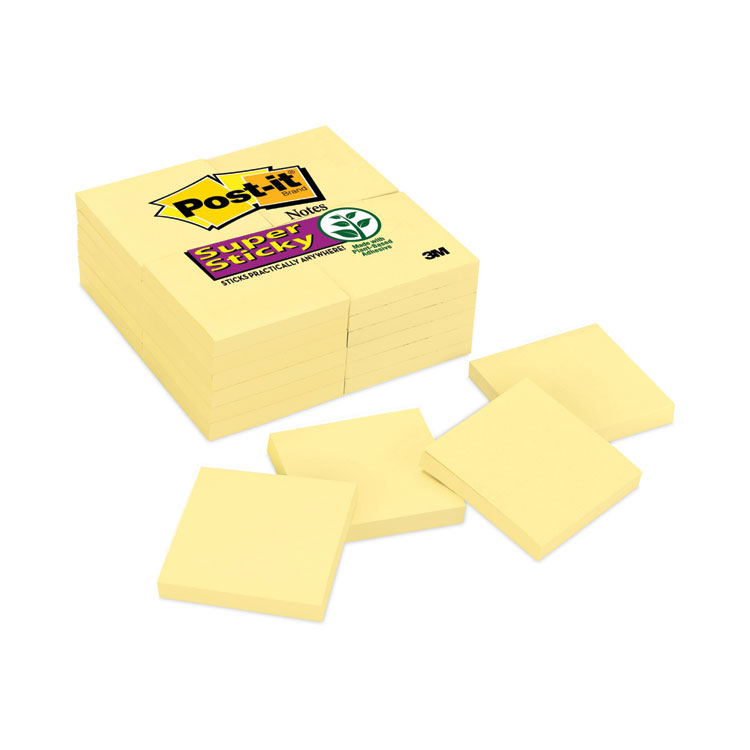 Post-it Notes Super Sticky Pads in Canary Yellow, Value Pack, 3" x 3", 90 Sheets/Pad, 24 Pads/Pack (MMM65424SSCY)