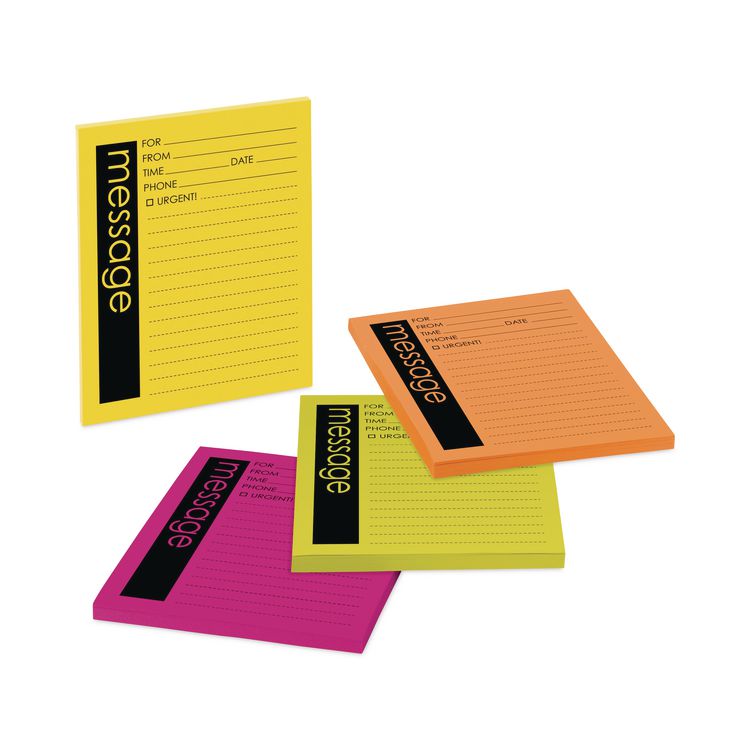 Post-it Notes Super Sticky Self-Stick Message Pad, Note Ruled, 4" x 5", Energy Boost Collection Colors, 50 Sheets/Pad, 4 Pads/Pack (MMM76794SS)