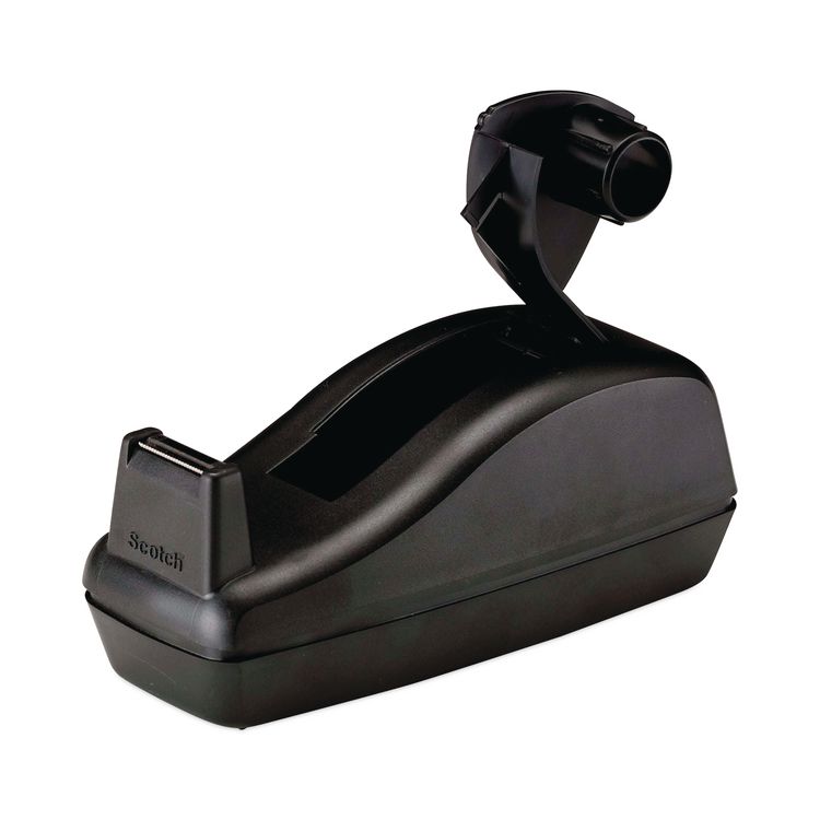 Scotch Deluxe Desktop Tape Dispenser, Heavily Weighted, Attached 1" Core, Black (MMMC40BK)