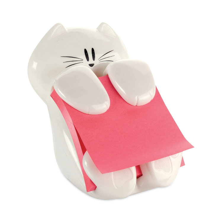 Post-it Pop-up Notes Super Sticky Cat Notes Dispenser, For 3 x 3 Pads, White, Includes (1) Rio de Janeiro Super Sticky Pop-up Pad (MMMCAT330)